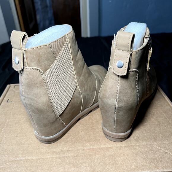 Athlefit wedge boots comfortable angle wedge booties womens 8 trendy evening - Picture 6 of 11